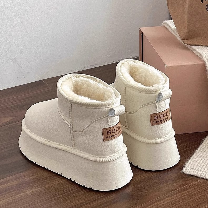 Designer Boots Winter 2025 Women's Genuine Leather Snow Boots, Plush Lined Winter Boots Chunky Sole Fur Lined Warm Snow Shoes