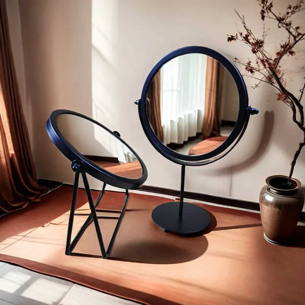 360 Degrees Rotate Iron Desktop Mirror Texture Ladies Makeup Mirror Creative Iron Mirror Strong Sense Of StyleT251213