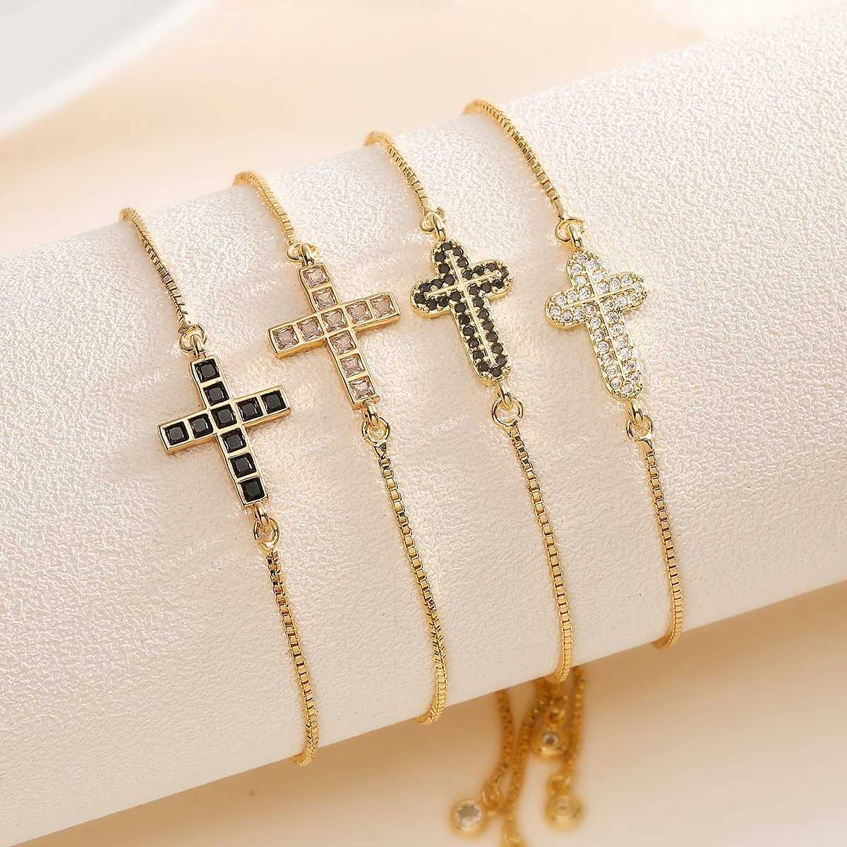 2025 New Fashion 16 Style Gold Color AAA CZ Zircon Cross Charm s For Women Adjustable Delicate Party Jewelry M251213