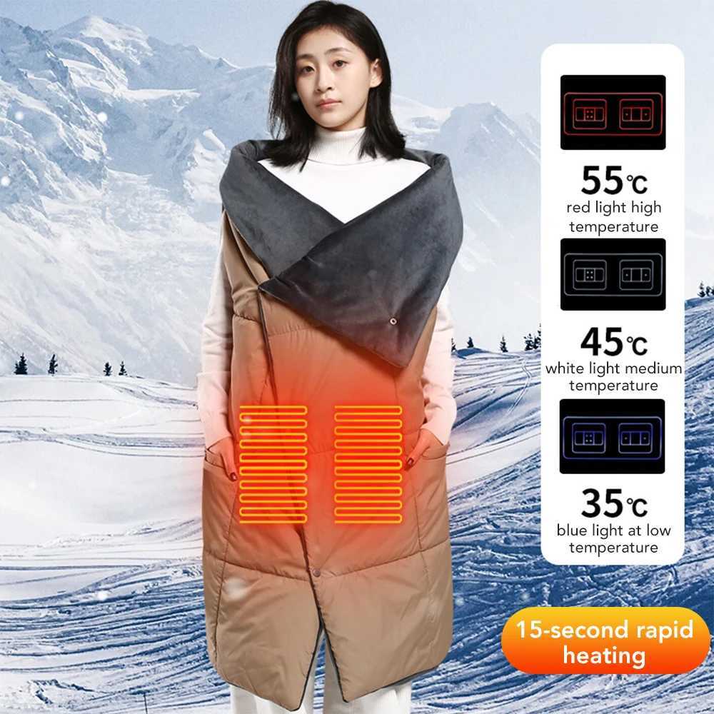 6 Area Multifunctional Winter Electric Blanket Coat Women Warmth Retention Heating Wearable Shawl Vest Home Use Warmth Clothes Y251212