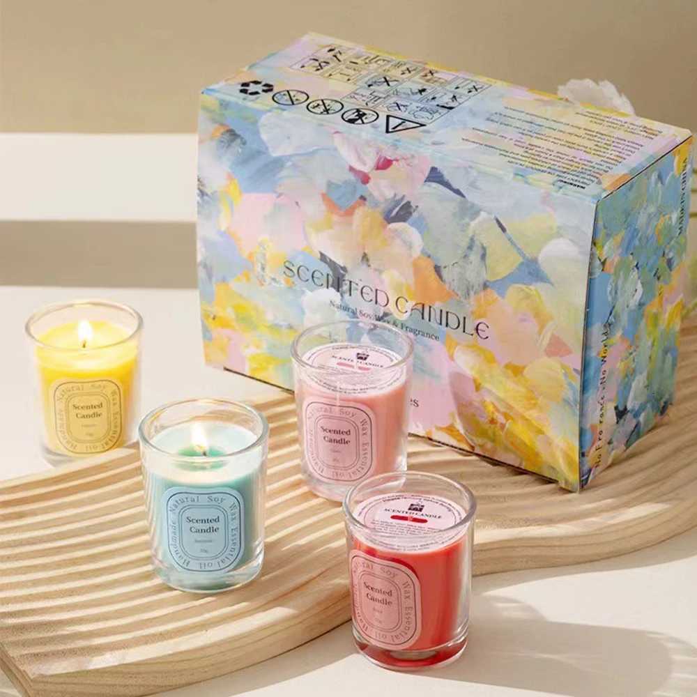 1Pc Dopamine Soy Wax Scented Candle - Colorful Cup Lavender Jasmine Lemon Aromatherapy Home Bedroom Decor Valentines Day Gift H251213 W260303