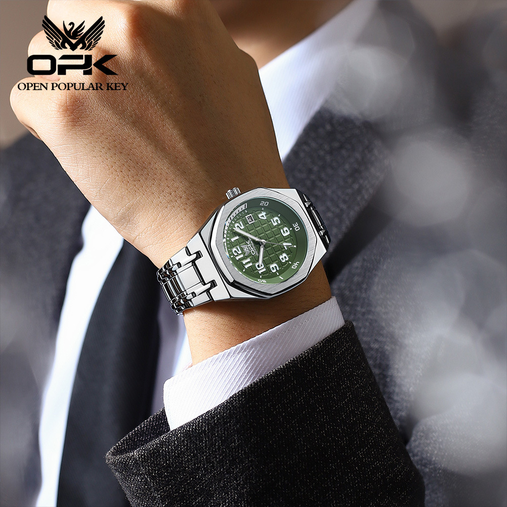 OPK Designer Men's Watch, Fashionable, Waterproof, Simple And Luxurious Outdoor Sports Watch, Metal Dial Steel Band Wristwatch For Men