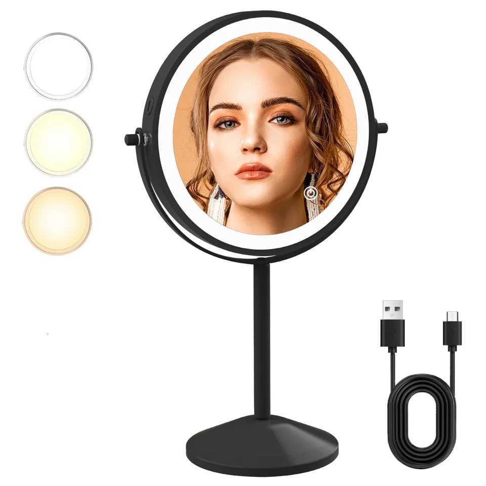 TUSHENGTU Charging Makeup Mirror With Light 10X Magnifying Double Mirrors For Makeup 360 Degrees Table Standing Cosmetic MirrorT251213