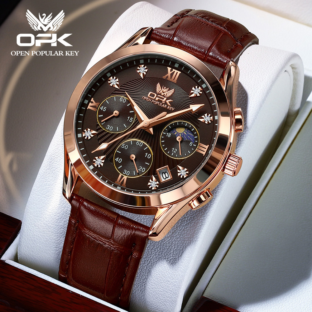 OPK Designs A Fashionable And Luxurious Outdoor Sports Watch, A Multi-functional Three-eye Six-hand Chronograph, Waterproof And Luminous Men's Wr