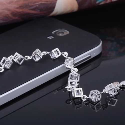 Women Heart Cube Clear Fashion Crystal Bangle Engagement Party Jewelry for Best Friends Gift M251213