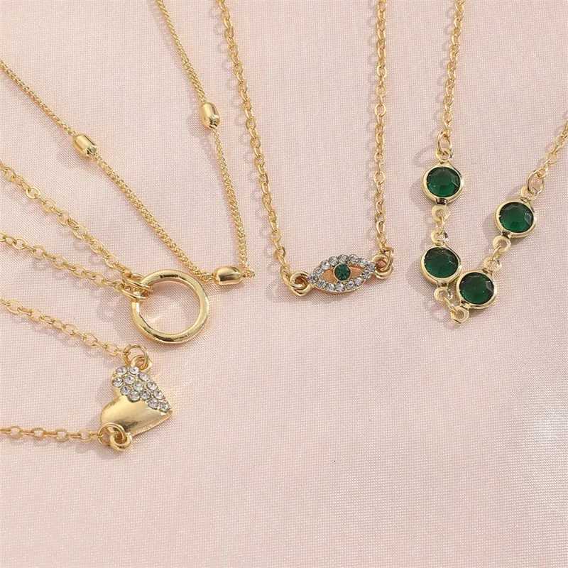 5 PCS Set Hallow Out Heart Green Crystal Stone Set For Women Gold Color Lovely Butterfly Rhinestone Girls Set M251213