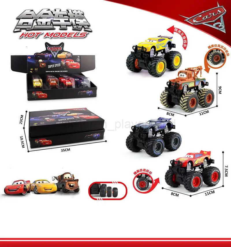 Disney Pixar Cars Toy Set with Lightning McQueen Jackson Storm Mack - Pull-Back Truck Models Childrens Play Vehicles Gift H251213