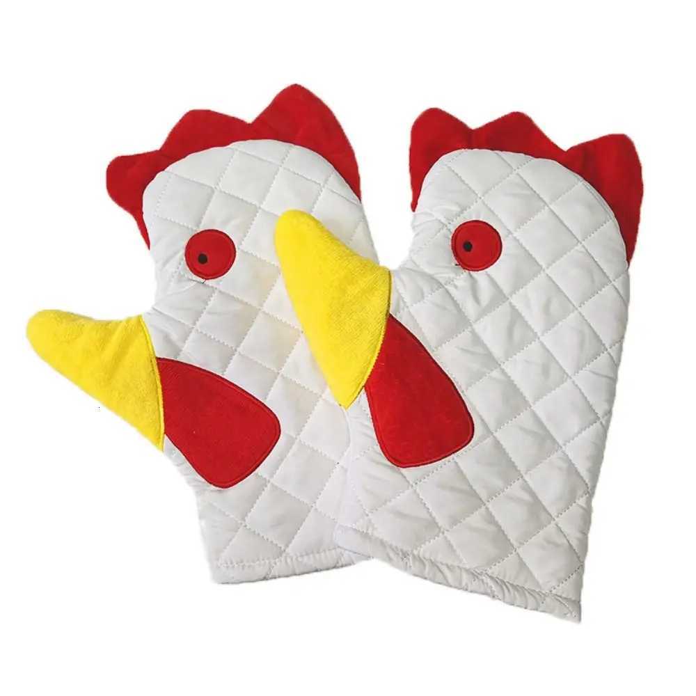 Baking Tool Anti-Scalding Rooster Trim Oven Mitts Heat Resistant Thicke Microwave Mitts Cotton Li Baking Gloves Bakery H251212