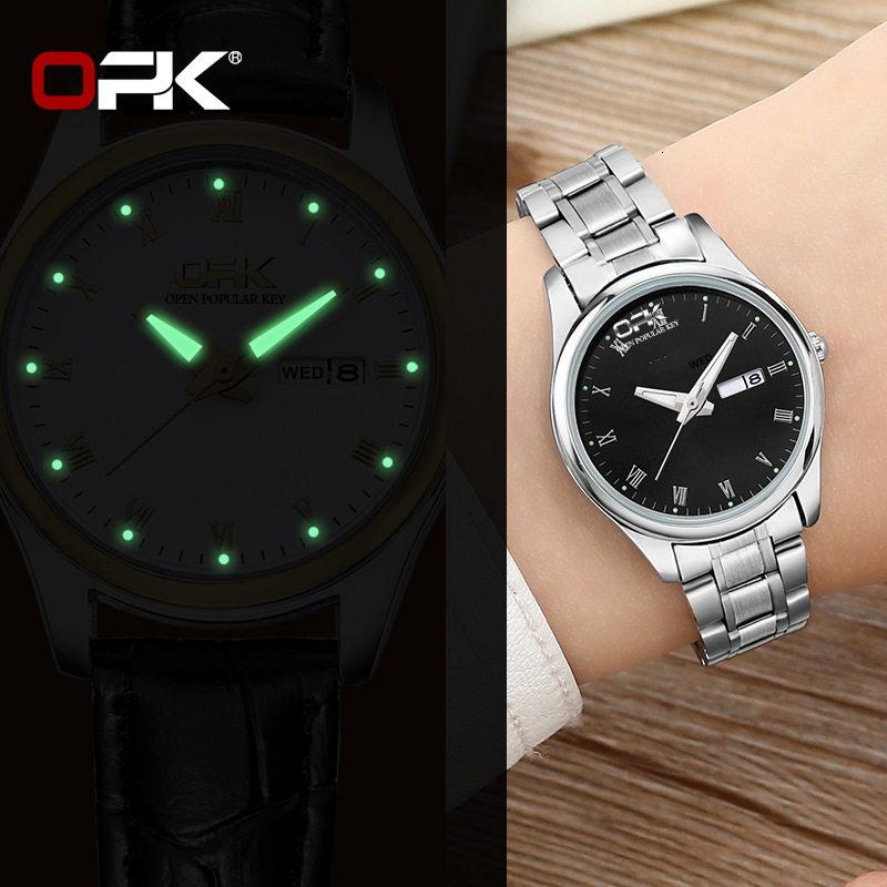 OPK Designer Women's Watch Waterproof Casual Outdoor Sports Wristwatch Free Shipping Wholesale Double Calendar Quartz Women's Watch