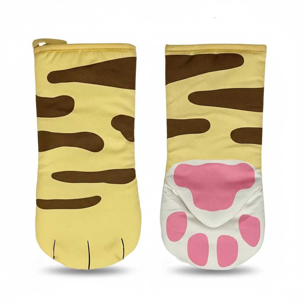 Oven Mitts Kitten Cat Paw Design Heat Resistant Oven Gloves Thick Cotton Lining Cooking Baking Potholder Gloves Microwave Gloves H251212