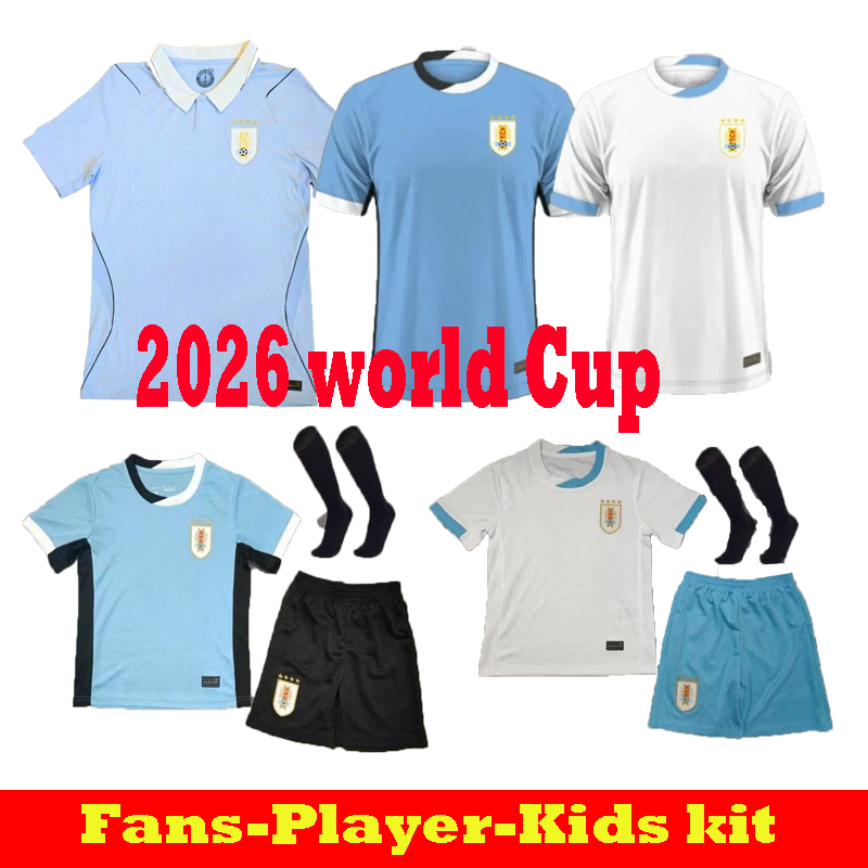 2026 World Cup Uruguay Men home away Fans Soccer Jerseys L.suarez E.cavani F. Valverde N. Nandez Player Version National Team jersey Football Shirts kids kits