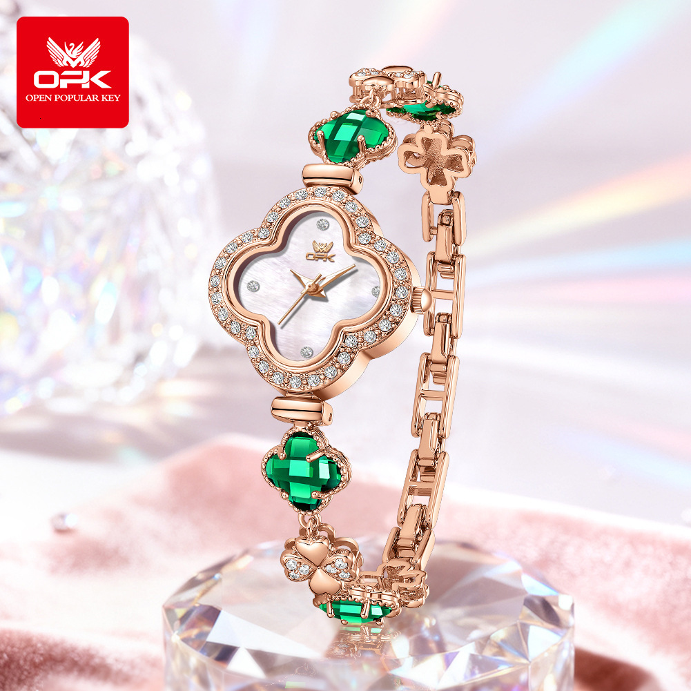 OPK Designer Women's Watches: High-value, Fashionable And Light Luxury Quartz Watches And Diamond Waterproof Four-leaf Clover Women's Watche