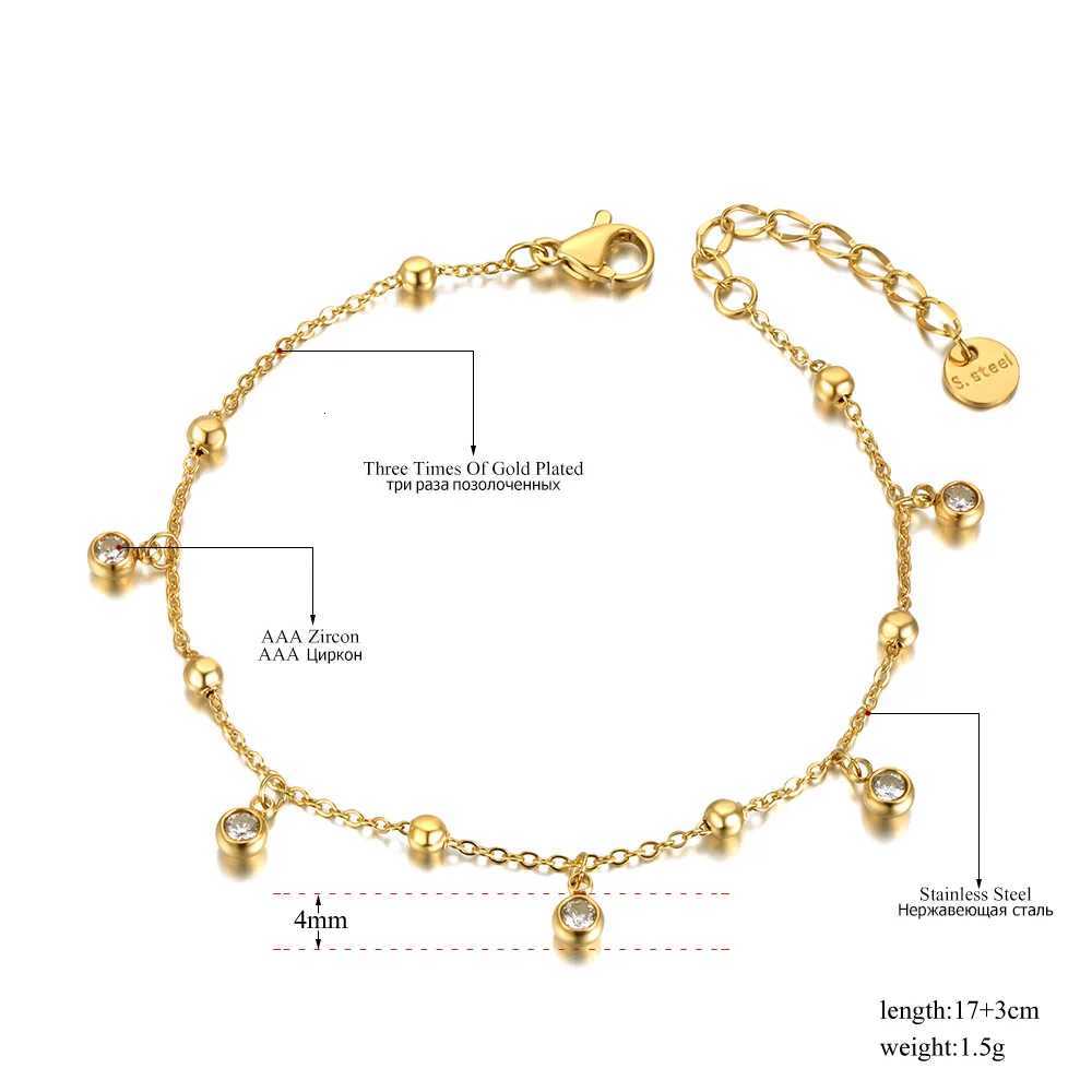 Lokaer Bohemia Titanium Stainless Steel Beads Chain Charm s For Women Trendy 14K Gold Plated CZ Crystal Jewelry B21090 M251213