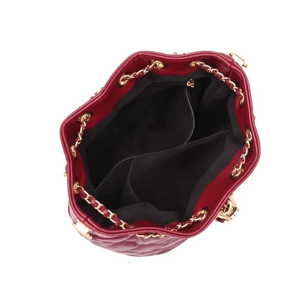 Leather Drawstring Bucket Crossbody Women Quilted Top Handle Bag Barrel Bag Strap Chain Shoulder Strap Drawstring Crossbody BagT251213