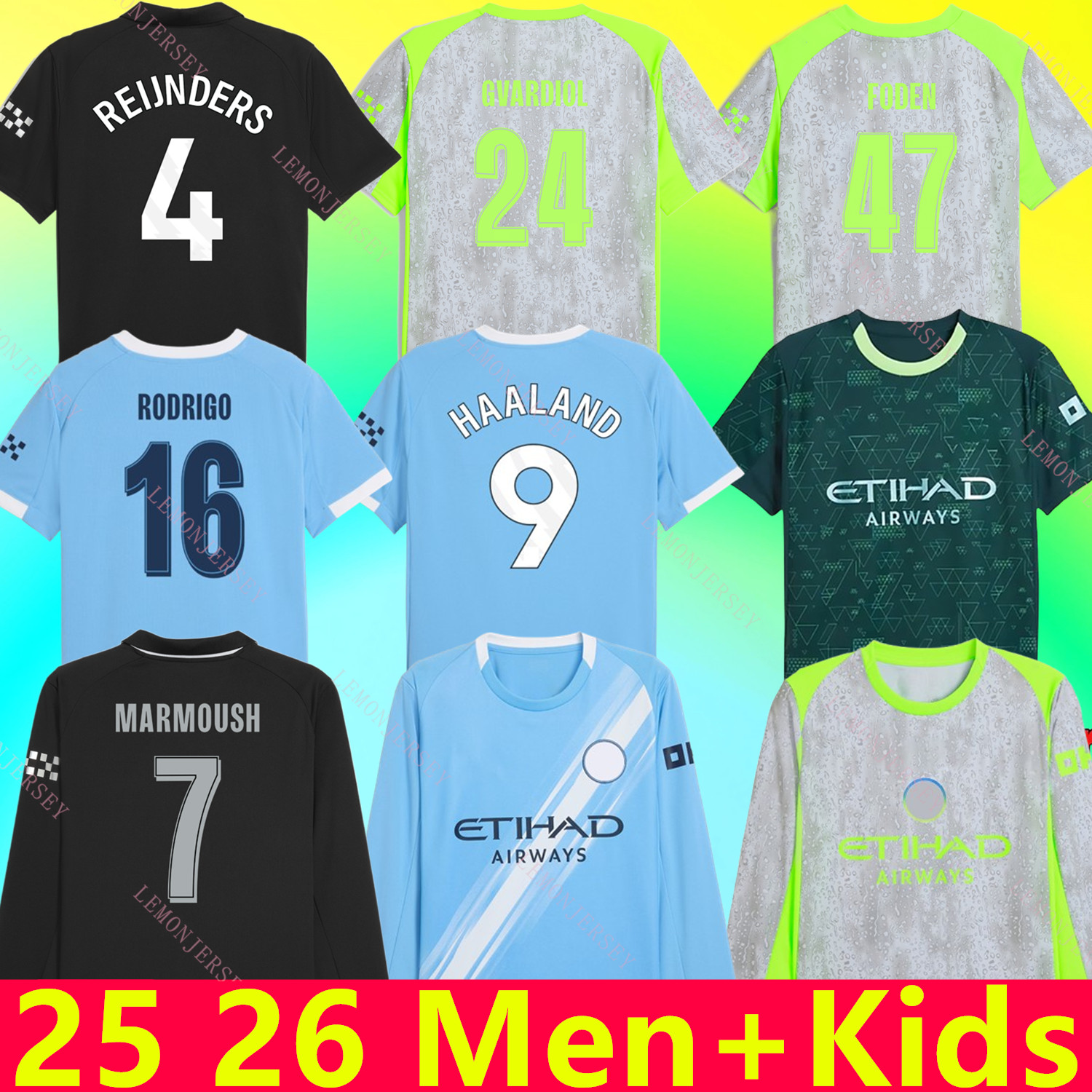 MARMOUSH HAALAND CHERKI 25 26 man city SOCCER JERSEYS RODRIGO DOKU REIJNDERS FODEN SAVINHO 2025 2026 GVARDIOL AIT-NOURI RUBEN Kid Super jersey football shirts men kid