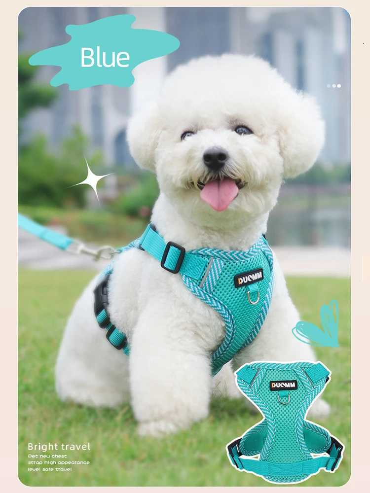 4-point Adjustment Dog Harness and Leash Set for Small Dogs Reflective Mesh Dog Harness Vest Puppy Cat Chest Strap Pet Supplies M251213