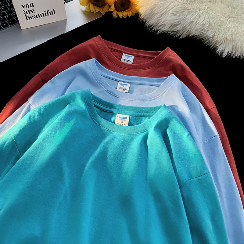 S-3XL Top Mens Blank T-Shirt White Oversized Solid Color T-Shirt Large Size Mens Womens Fashion Long Sleeve Mens T-Shirt 251211