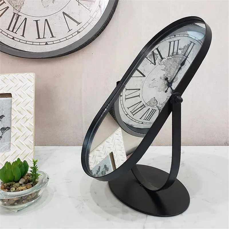 New Nordic Style Black Makeup Mirror Metal Mirror Bathroom Vanity Cosmetic Mirror Table Top Mirrors For Bathroom Dropshipping 4T251213