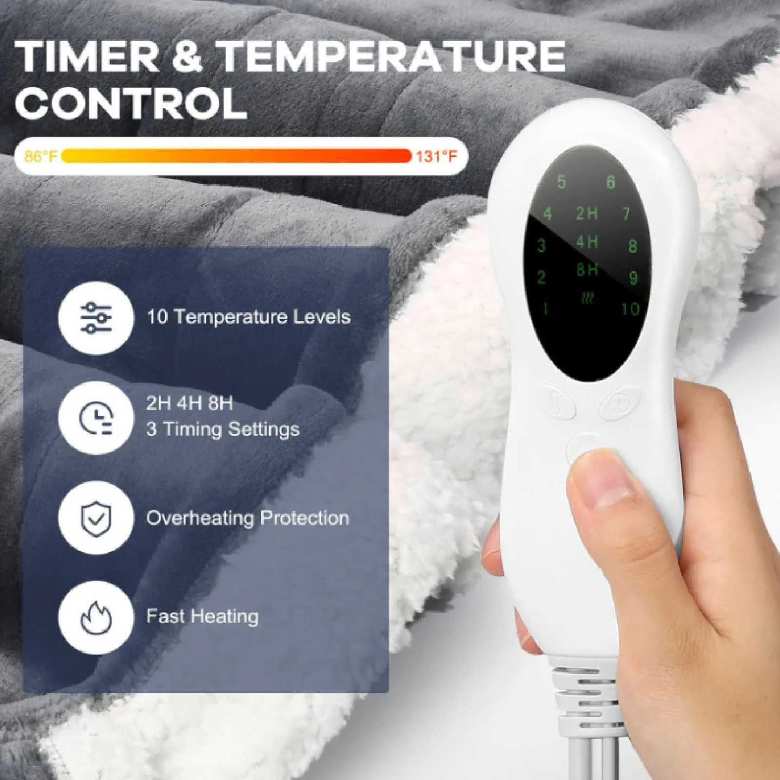 Heated Blanket with Sleeves Hood and Foot Pocket Flannel 10 Heating Levels Electric Wearable Blanket with 3 Time Settings Y251212