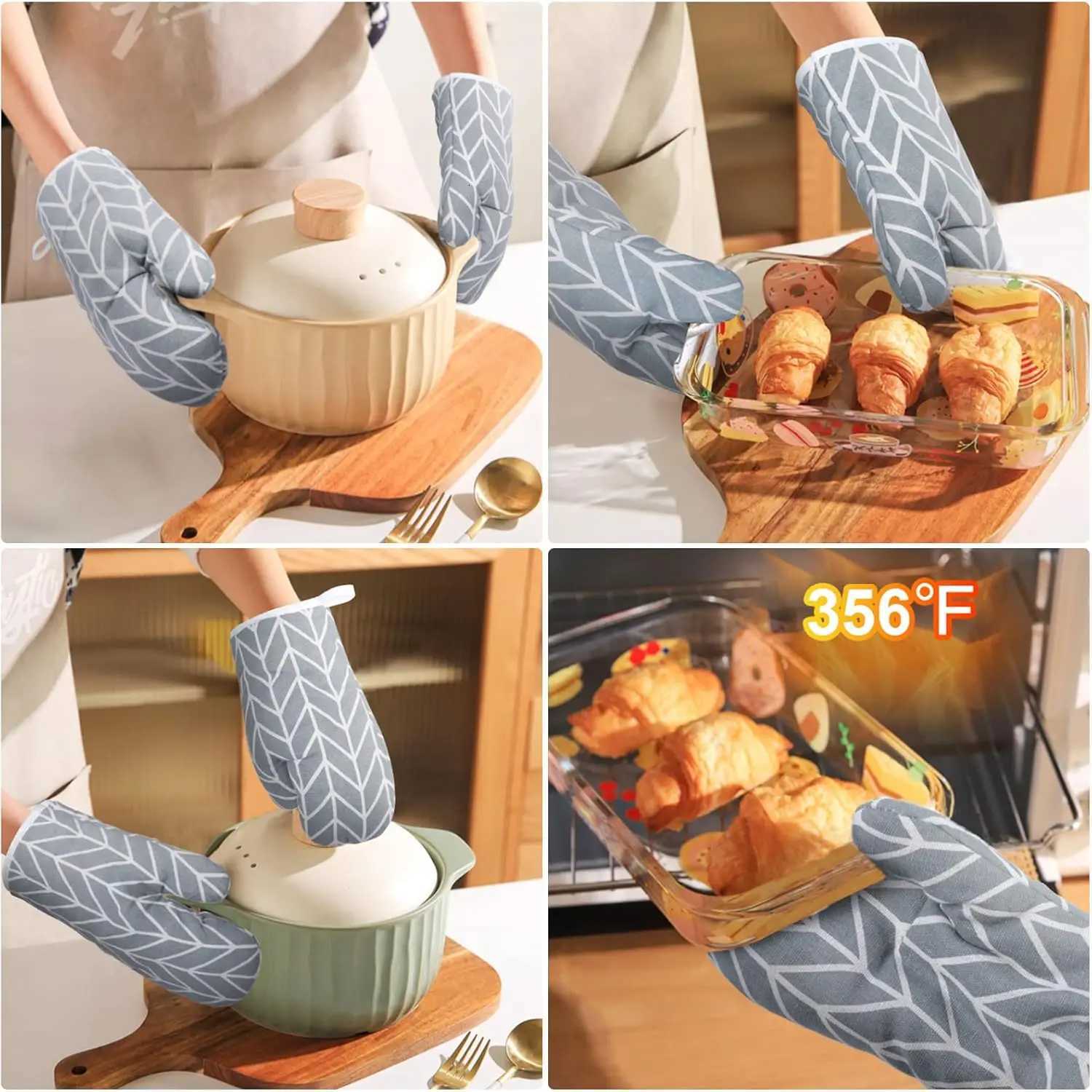 1pc Cooking Baking Gloves Oven Mitts Microwave Oven Gloves High-temperature Heat Resistant Linen Gloves Kitchen Tools Bakeware H251212