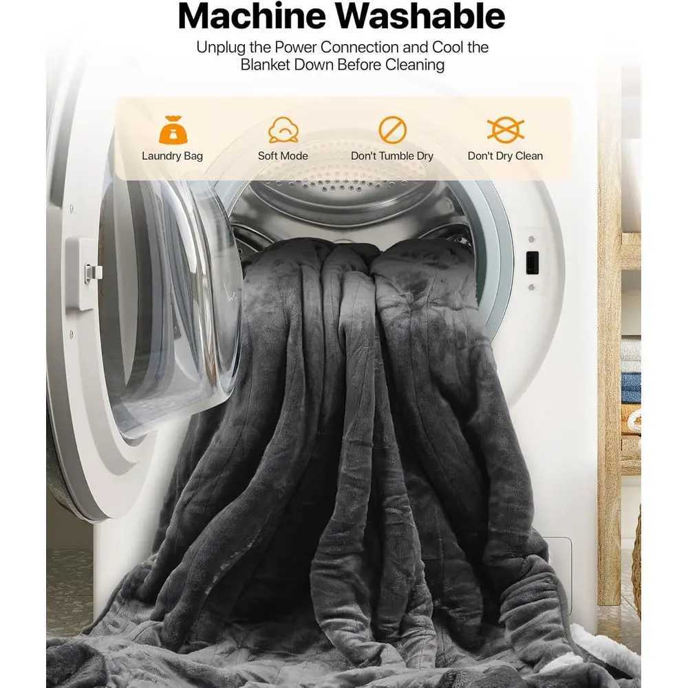 Wearable Electric Blanket with Foot Pockets and Sleeves 8 Heat Levels Timer for Women 50x60 Flannel Sherpa Robe Y251212