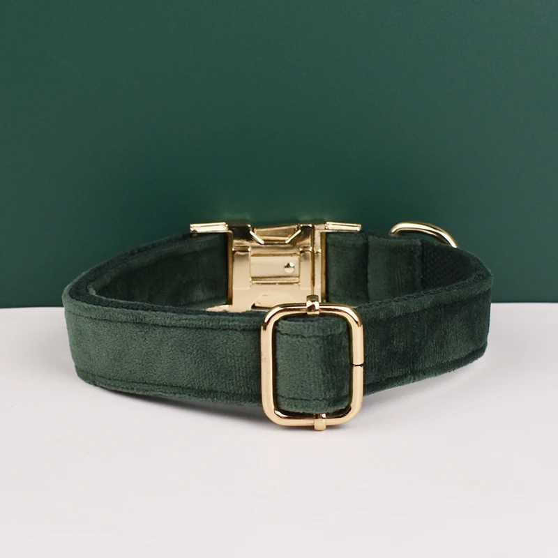 Personalized Velvet Dog Collar Harness Leash Set Custom Dog Collars Luxury Dog Collar Leashes Harness Bow Velvet10 M251213