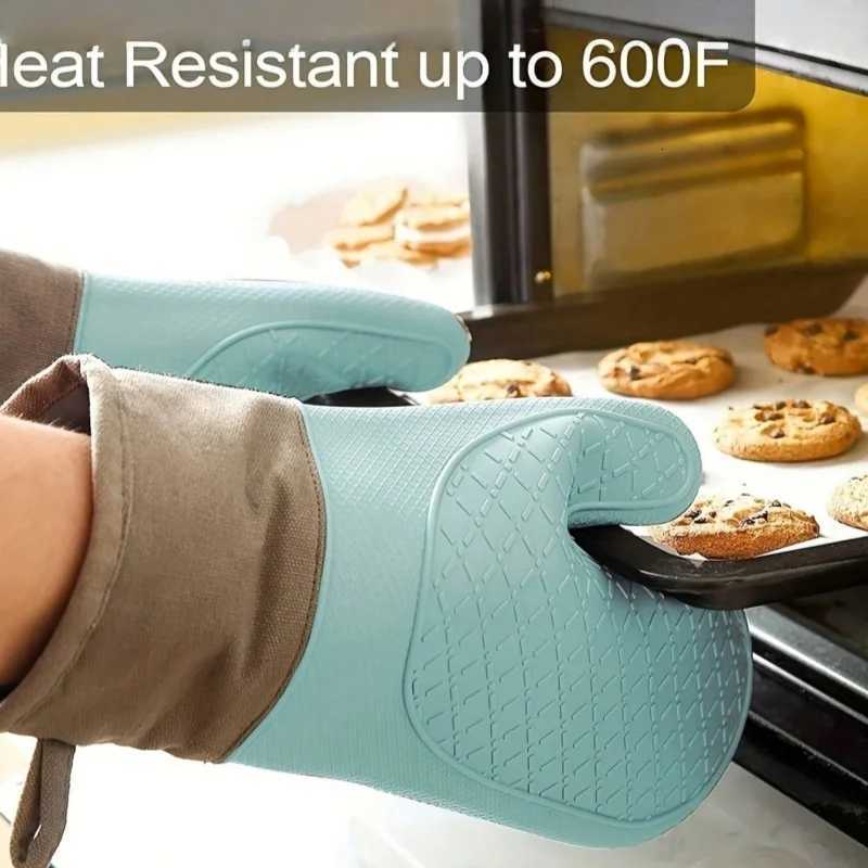 1Pc silicone heat-resistant oven glove easy to clean oven gloves high-temperature heat-resistant gloves for kitchen baking H251212