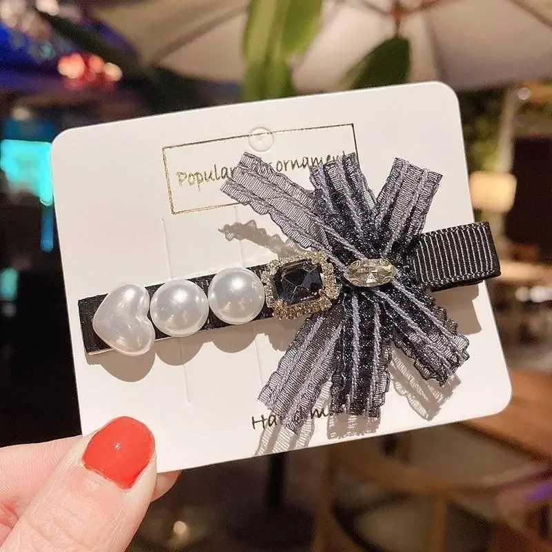 Korean Fashion Fabric Bow Hair Clips for Women Girls Crystal Pearl Ponytail Headpiece Barrette Headwear Hair Accessories Y251213