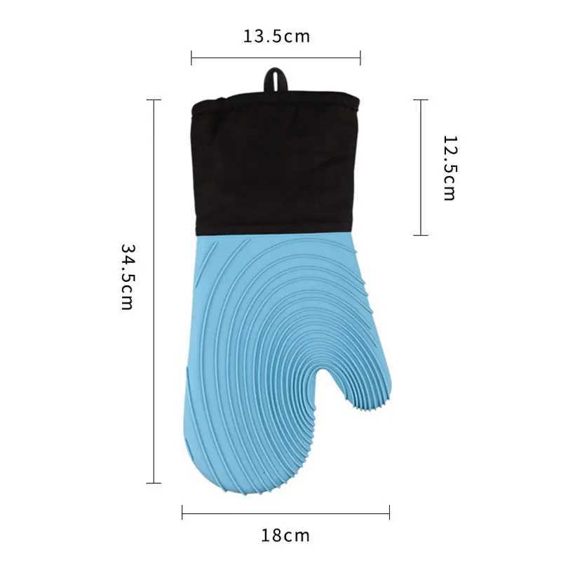 Heat Slip Resistant Silicone Oven Mitts Set Soft Polter Lining Waterproof Long ible Thick Gloves For Kitchen Cooking H251212