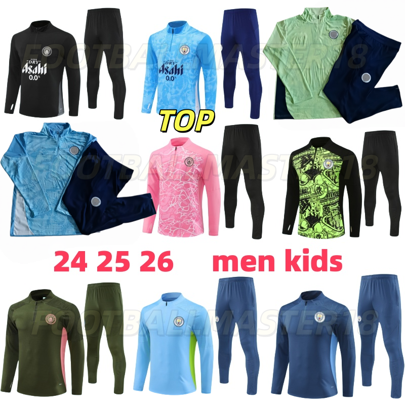 24 25 26 Man City Tracksuit Haaland Half Zip Training Suit Men Kids Kit 2025 2026 Mens Soccer Tracksuits Sportswear Football shirt