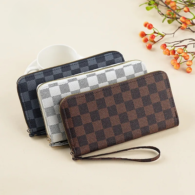 designer wallet 2025 Luxury Bag New Unisex Long Zipper Printed Factory Wholesale Checkered european purses for women brand mens leather fashion wallets ladies