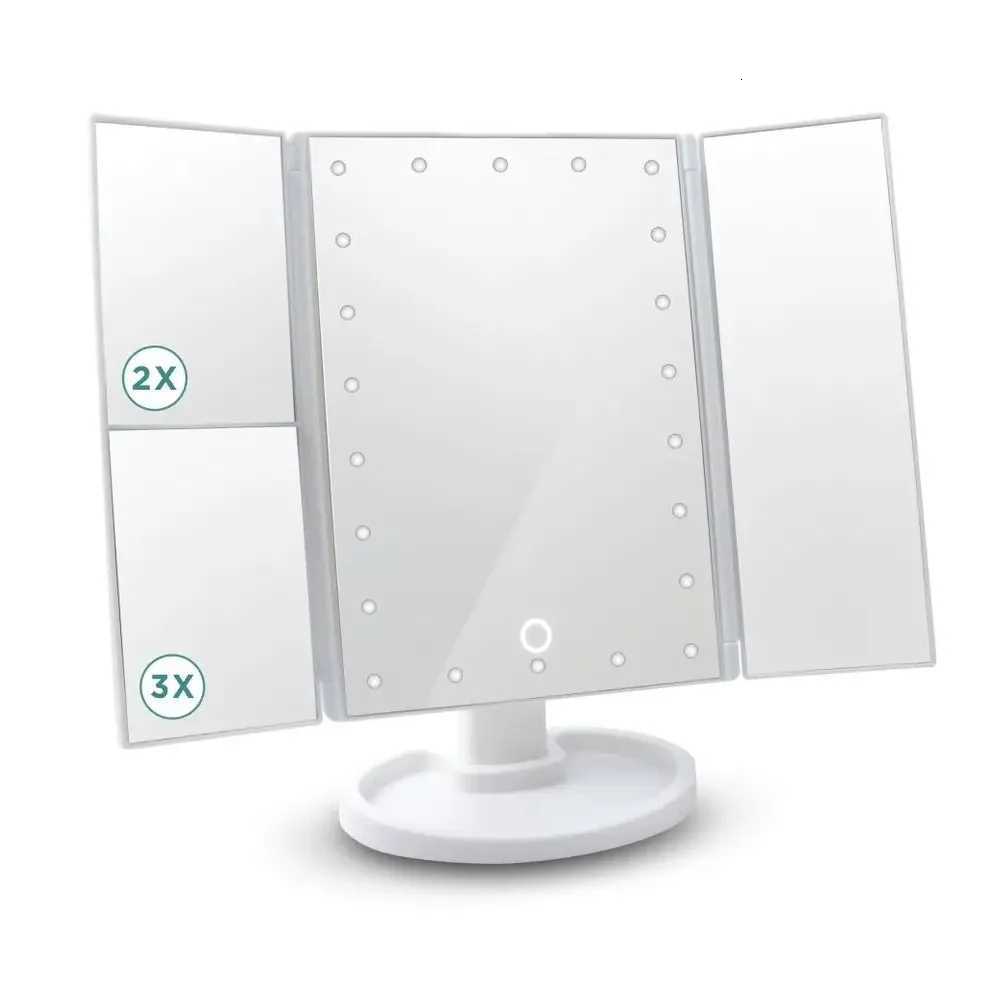 LED Vanity Makeup Mirror with Touch Control Adjustable Lighting 1X 2X 3X Magnification Trifold Design Ideal Gift for WomenT251213