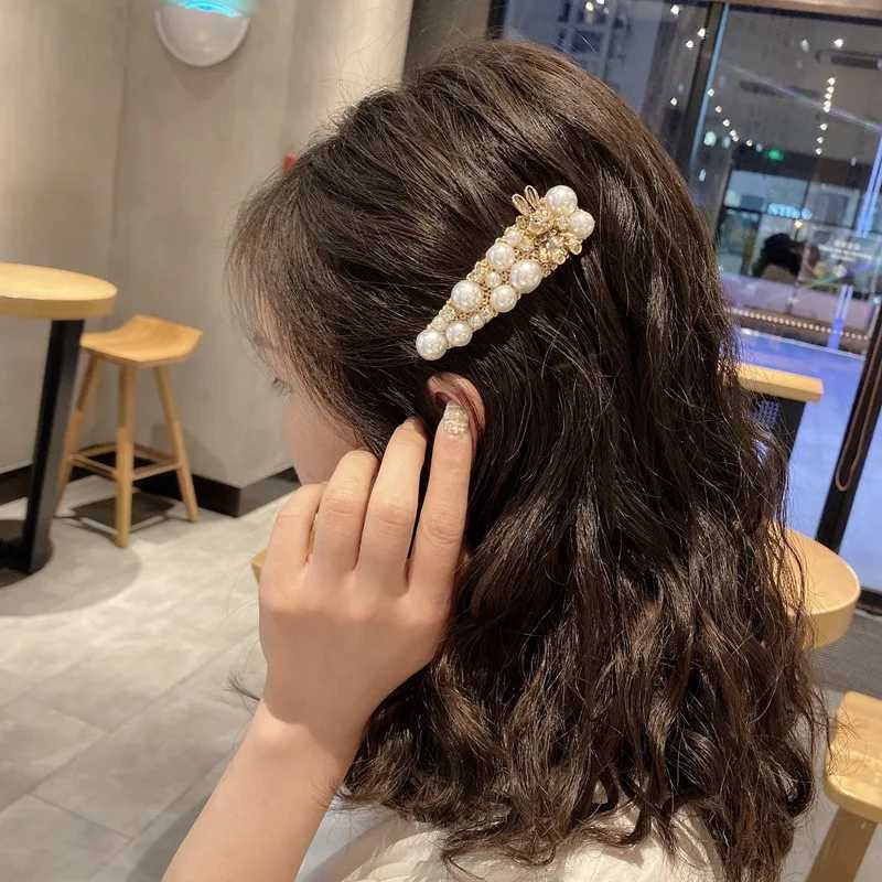Wen Pearl Bear Barrette Hair Clip Pin Luxury Handmade s Alloy Rhinestone Pearl Hairpins Hairgrips Hair Jewelry Wholes Y251213