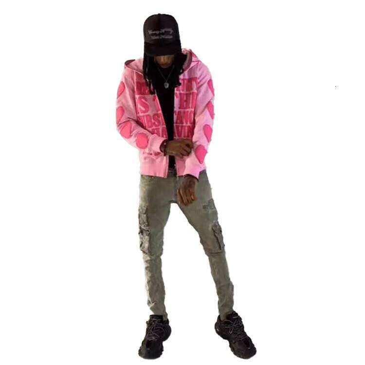 Mens Heavyweight High Comfortable Streetwear 450 GSM Designer Good Quality Plain Puff Print Full Face Zip up Hoodie
