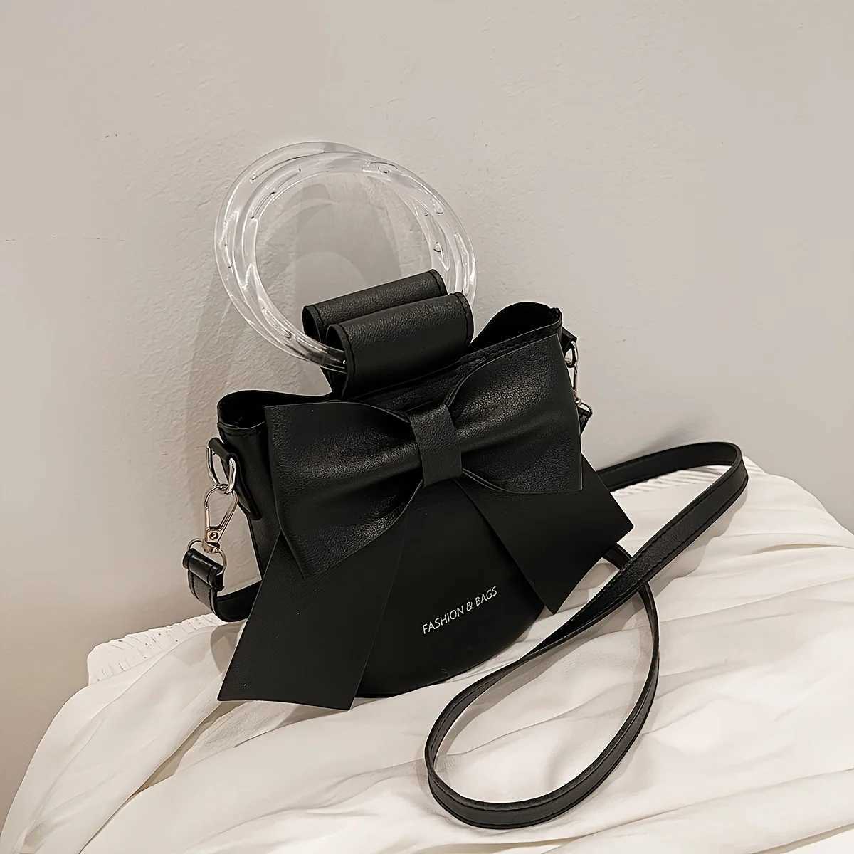 Hot SaleFashion Womens Bucket Bag Detachable Shoulder Strap Elegant Bow Decoration Stylish design with streamlined textureT251213