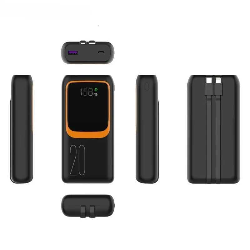 20000mAh Large Capacity Power Bank Built-in Cable 10000mAh 225W USB C Fast Charging External Spare Battery For iPhone 14 H251213