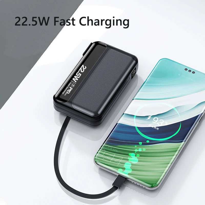 Power Bank 20000mAh Built Cables Plug Wall Charger 225W Fast Charging Powerbank for iPhone 16 X External Battery H251213