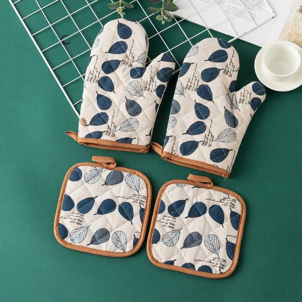 Quilted Cotton Oven Mitts Oven Mitts with Strong Grip High Heat Resistant Oven Mitts Pot Holders Set with Non-slip for Cooking H251212