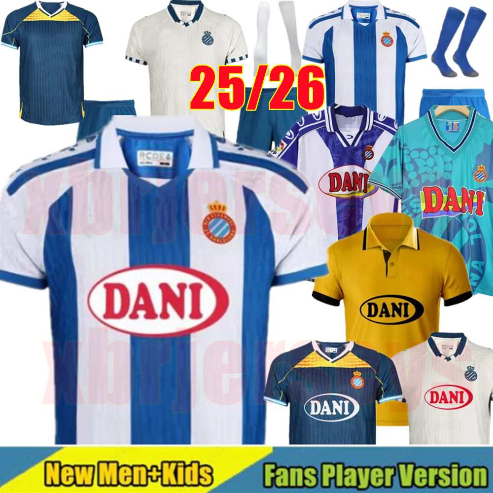 4XL 2025 2026 Espanyol Soccer Jerseys DANI JARQUE Retro 94 98 Football Shirts S.GOMEZ EL HILALI CABRERA A.TEJERO SANCHEZ C.ROMERO GRAGERA PUADO 25 26 Men Uniforms Kits