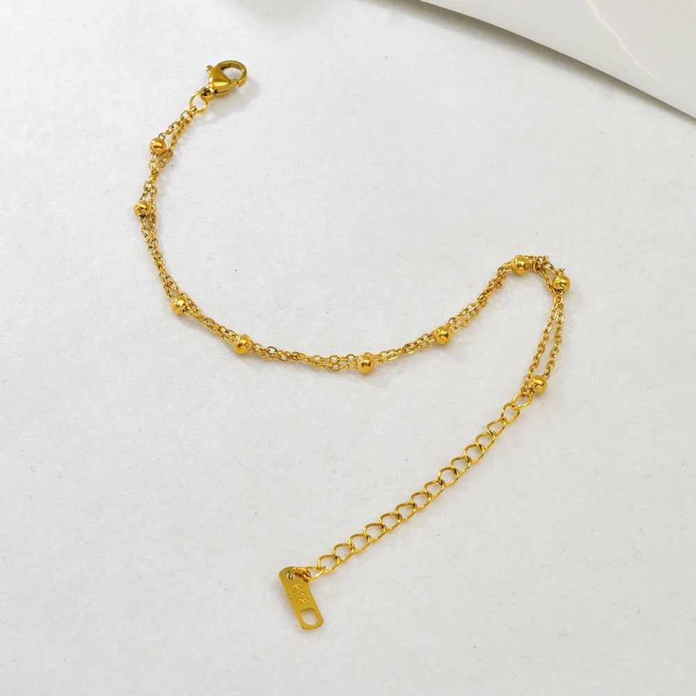S09 Simple Korean style Double-layer round Ball Small ball Gold bead stainless steel gold womens style M251213