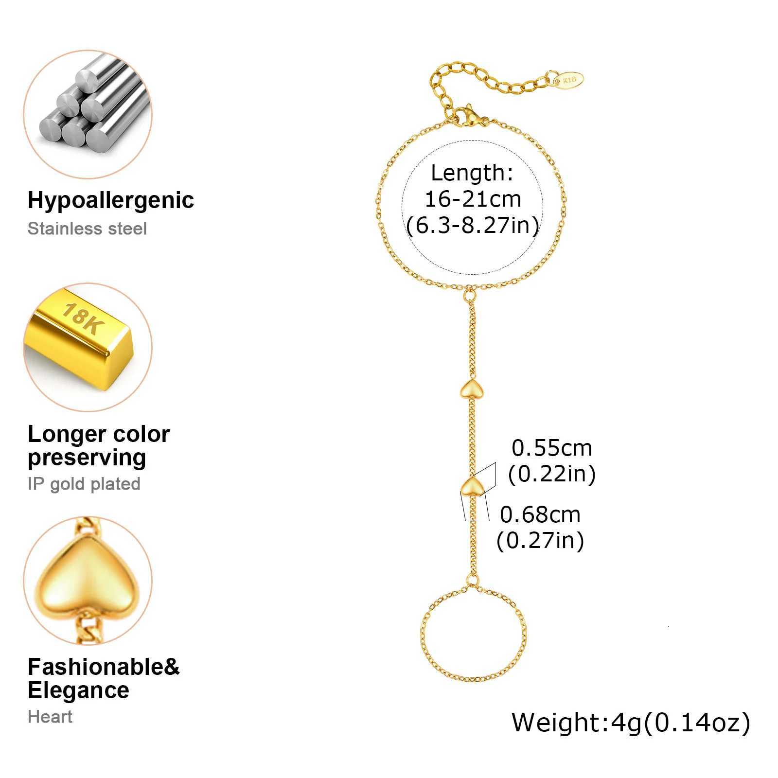 Vnox Stainless Steel Beads Link Chain Finger s For Women New Fashion Finger Hand Chain Jewelry Gifts M251213