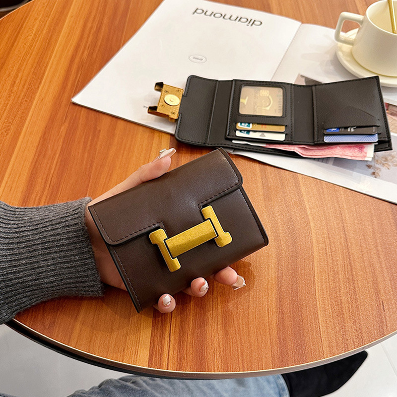 Lady's long wallet, classic retro multi-card slot wallet, multifunctional short luxury wallet, large capacity multi-card slot cardholder purse, m