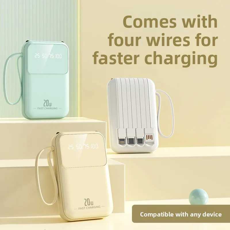 20000mAh High-capacity Mini Mobile Power Bank with Fast Charging and Cable Ces with 4 LinesSuitable for Most Electronic H251213