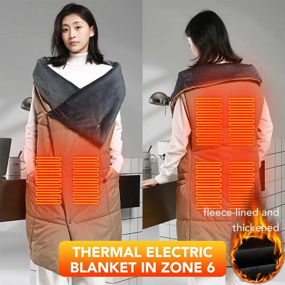 6 Area Multifunctional Winter Electric Blanket Coat Women Warmth Retention Heating Wearable Shawl Vest Home Use Warmth Clothes Y251212