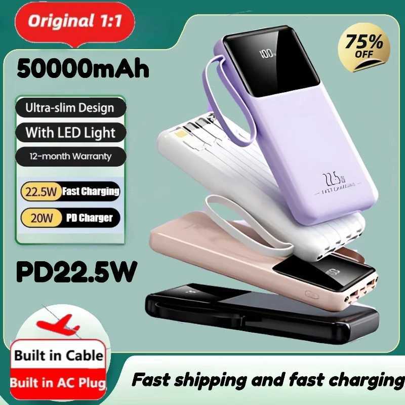 50000mAh Travel Power Bank Set with Charging Cable Fast Charging Portable External Battery for iPhone Series H251213