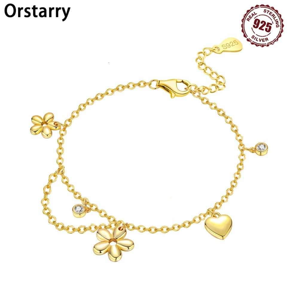 Orstarry New 925 Sterling Silver Golden Little Flower Chain Link Women Jewelry Party TrenDY Gifts M251213