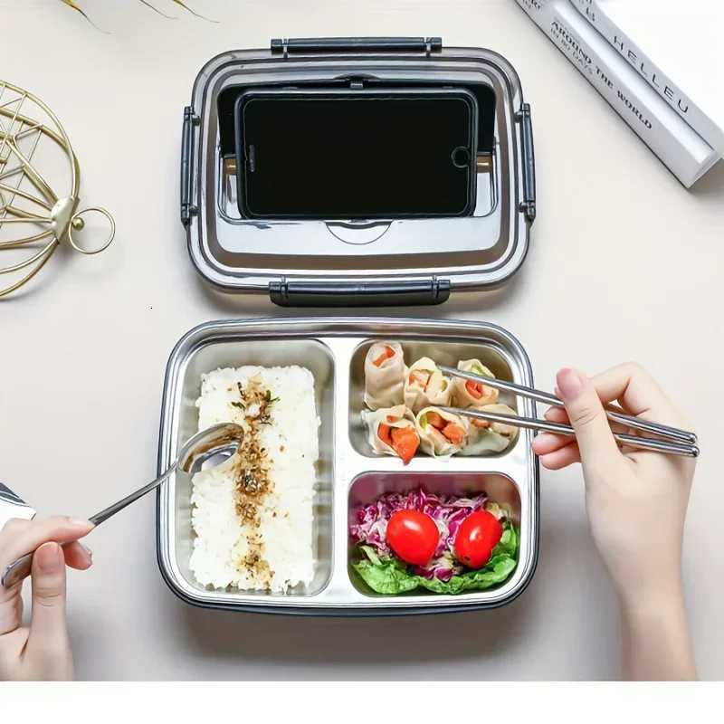 Leak-Proof Stainless Steel Lunch Box with 3 Cpartments - Durable Easy-Clean Bento Container for Students Off Workers H251213