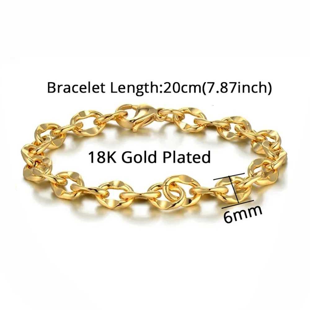 Punk 6mm Fish-mouth Shape Chain Female Gold Silver Color Stainless Steel Hand Chain s for Women Jewelry Gift M251213