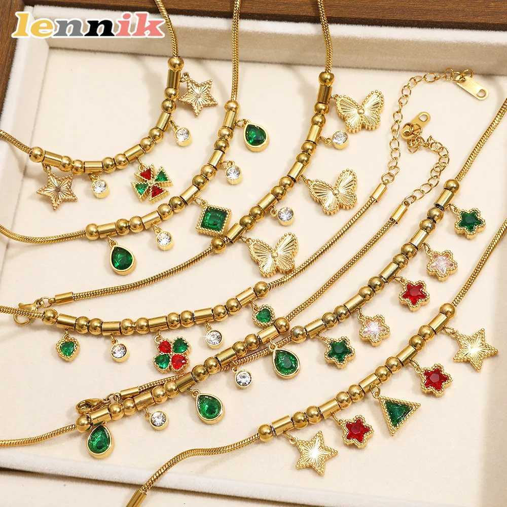 LENNIK Star Flower Stainless Steel Beaded Womens Emerald Zircon Daily/Work Eye-Catching Perfect GiftLimited Offer M251213