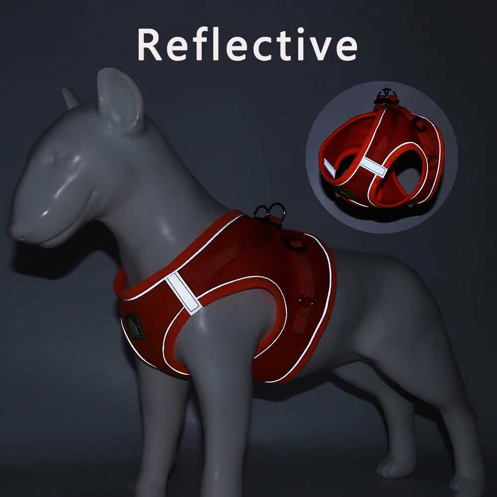 Summer Breathable Mesh Pet Harness Leash Set - Reflective Vest for Dogs Cats Adjustable Comfort Safety Chest Strap M251213